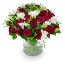Bouquet of roses with freesia